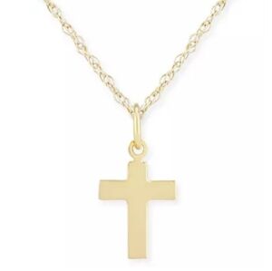 14 Kt Yellow Gold Tiny Cross Pendant Necklace